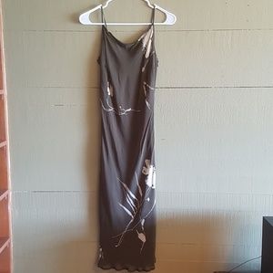 Vintage olive green maxi floral slip dress